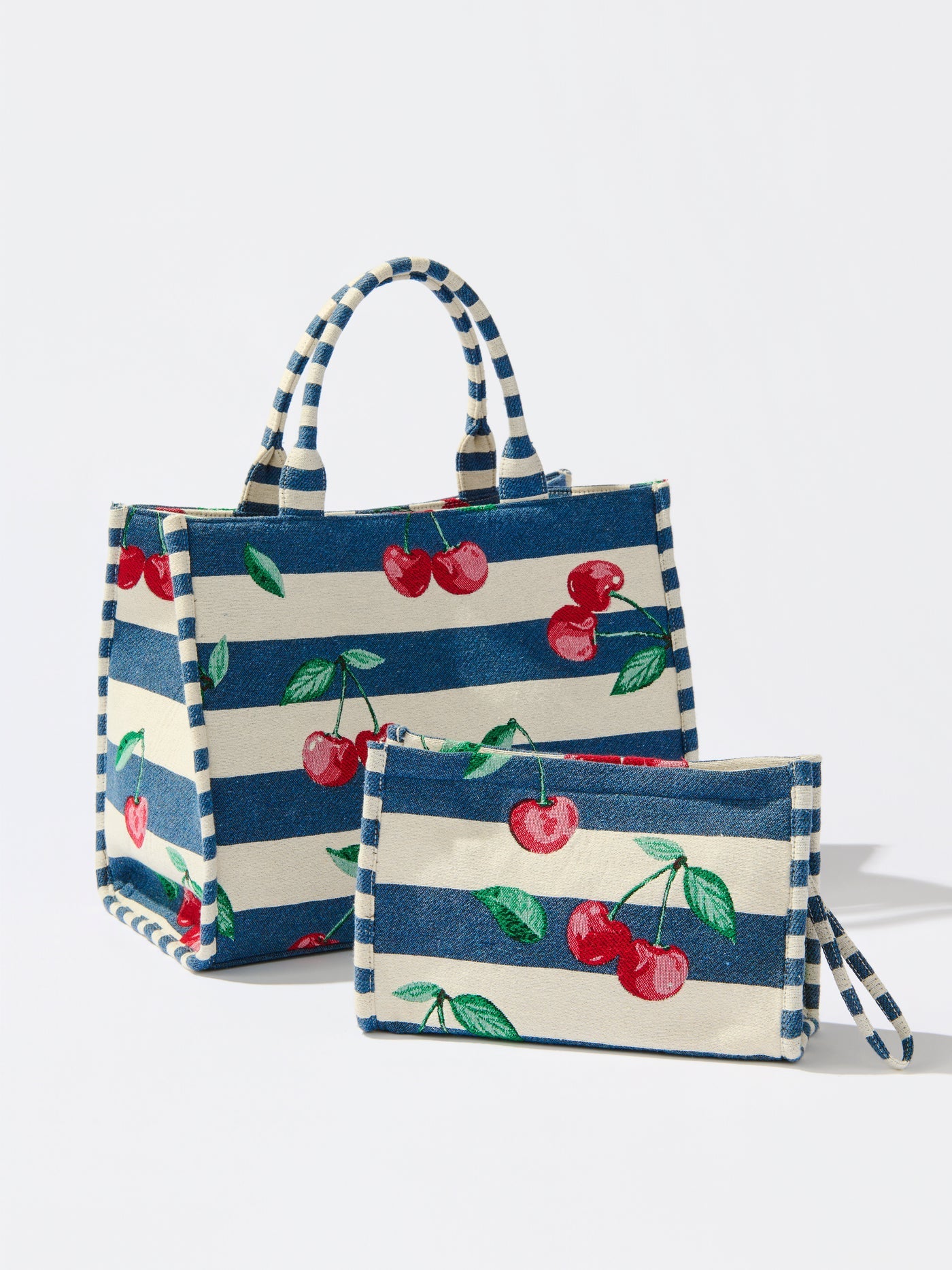 Cherry Stripe Jacquard Tote