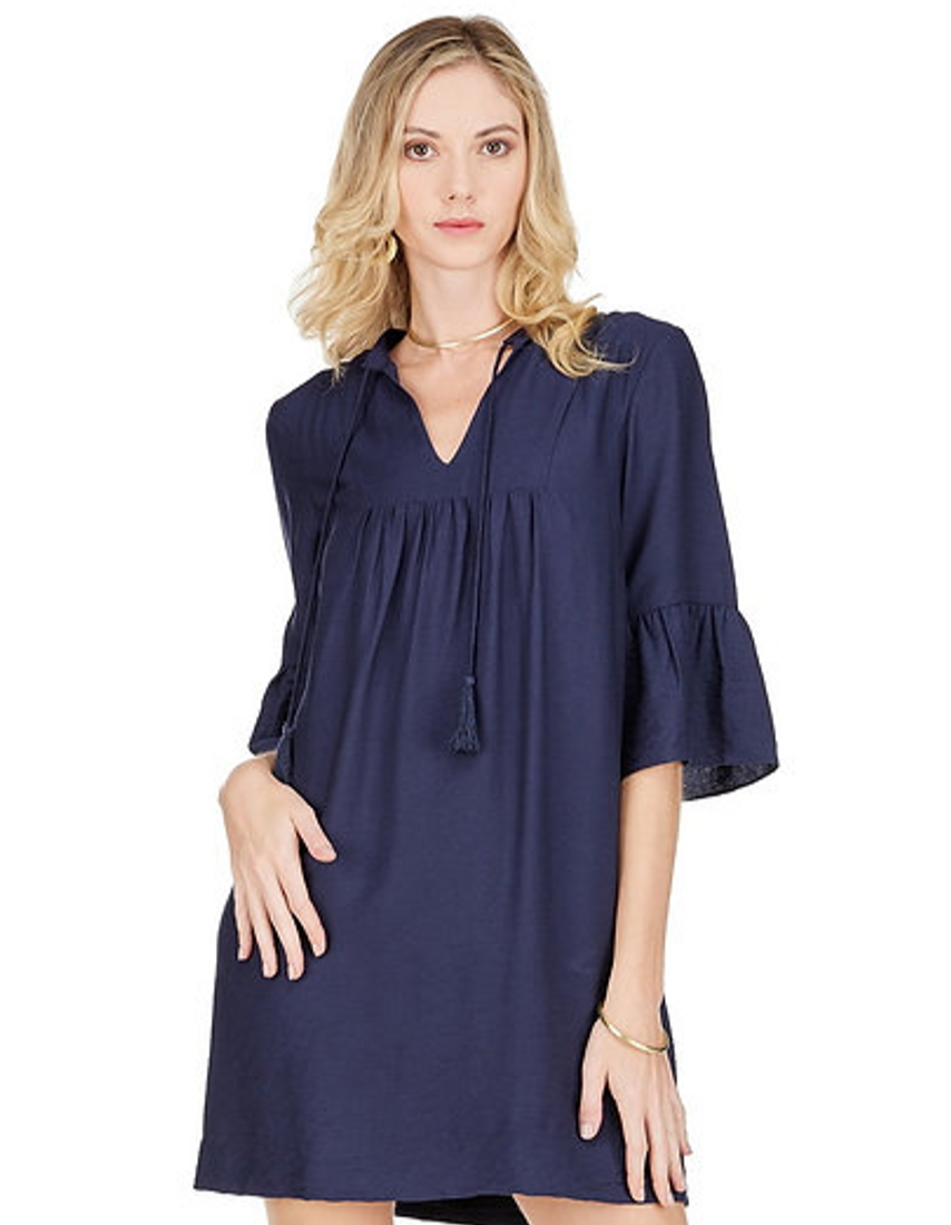 navy blue country dress Bell Sleeve Dress Navy / S