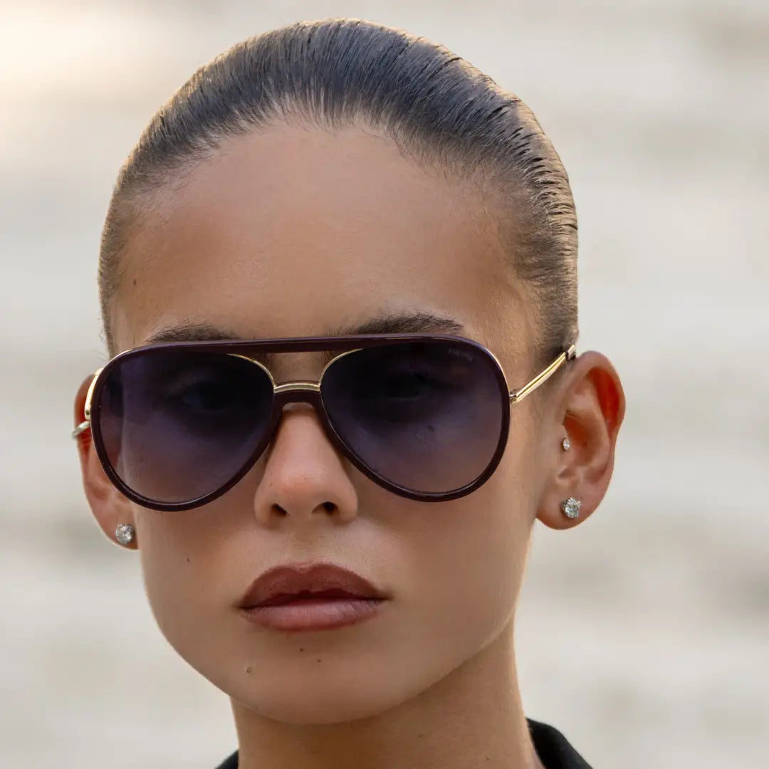 Shay Aviator Sunglasses - Burgundy