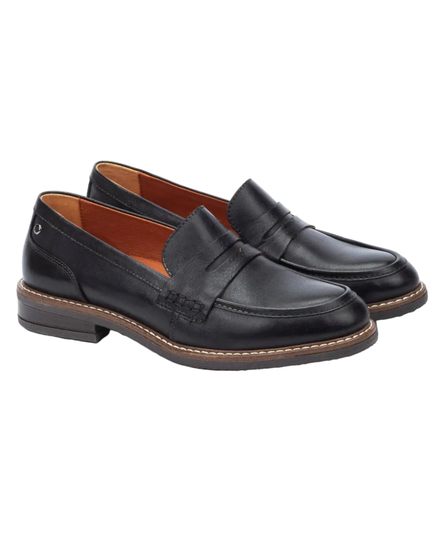 Aldaya W8J black leather women’s loafers with cushioned sole by PIKOLINOS SALE collection