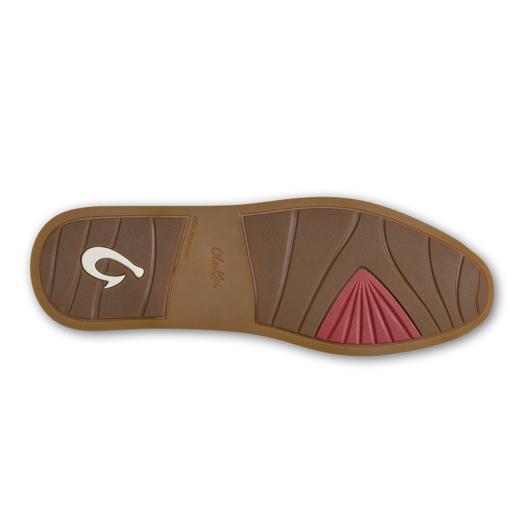 Mi'i W mule sole in brown rubber with red accent and OLUKAI branding, Women's Shoes collection