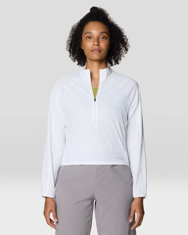 Sunshield Half Zip W in white with UPF 50+ and HeiQ Mint by MOUNTAIN HARDWEAR