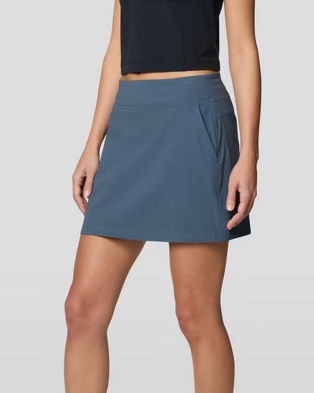 Dynama Skort in navy with stretch, quick drying, moisture-wicking, and water-resistant fabric by MOUNTAIN HARDWEAR