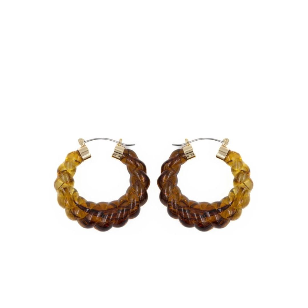 Antille Hoop tortoiseshell bead hoop earrings with gold-tone posts