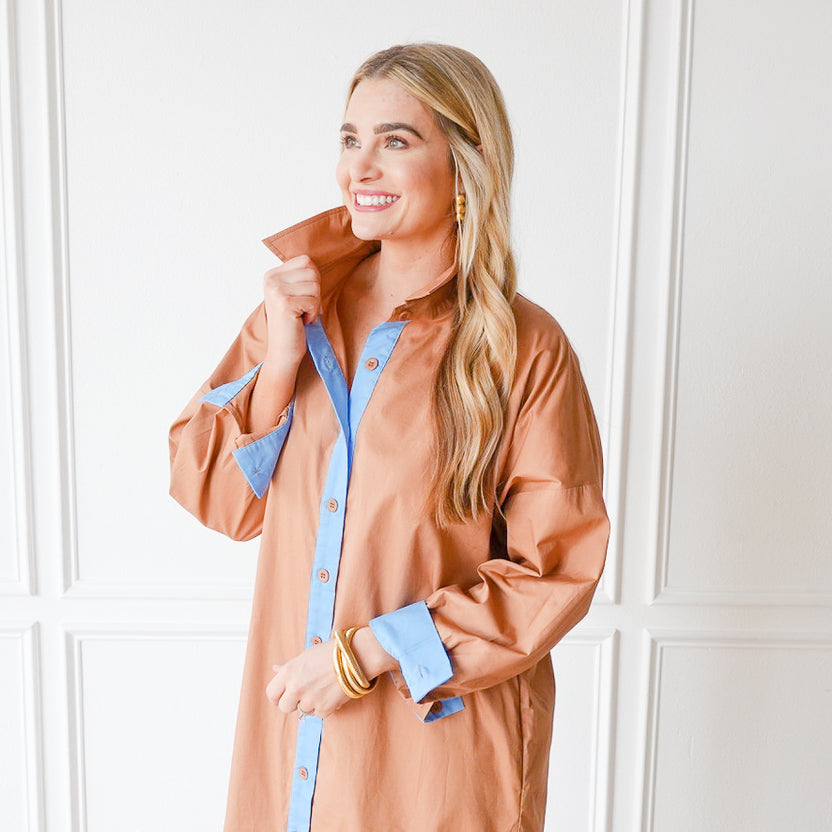 Dani Dress Cocoa And Blue