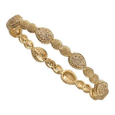 Gold Tear Drop Pave Bracelet with 14K gold plated surgical steel and CZ accents, FOSSICK IMPORTS