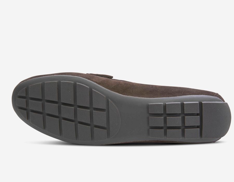 Aiker - Tmoro brown glove leather moccasin sole with rubber driving tread by VANELI