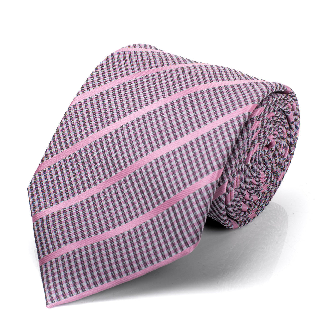Men's Tie 5979 in microfiber with pink striped and checkered pattern by SELINI NEW YORK HCO Ties