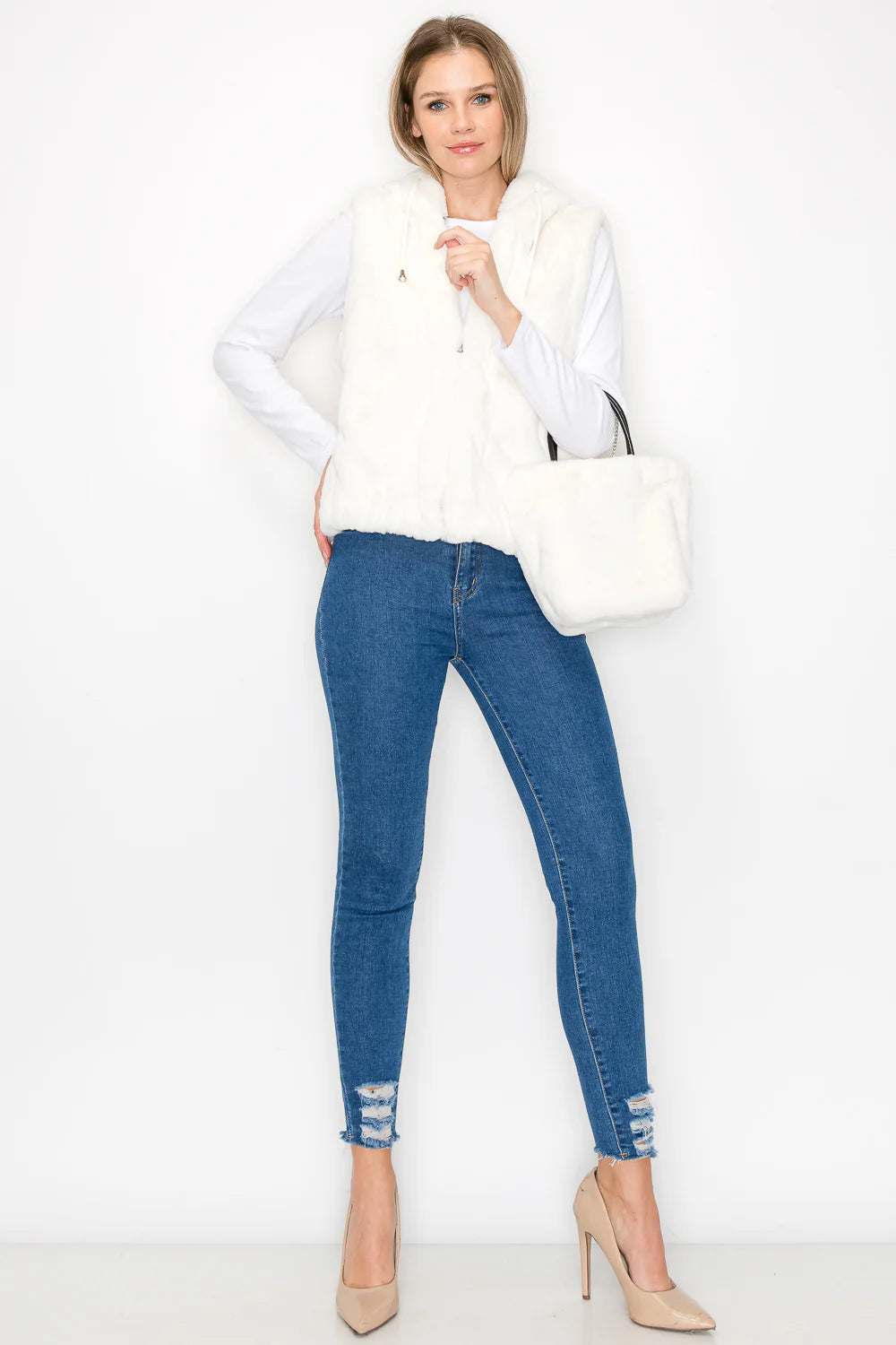 Jackie Fur Vest W/Crossbody Fur Bag