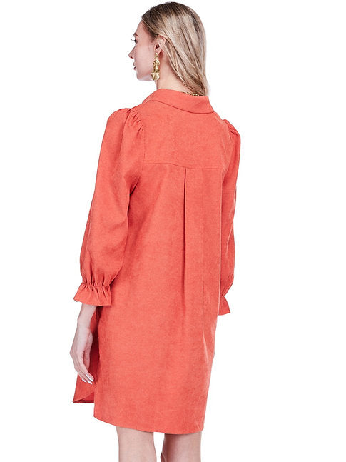 Placket Collar Dress - Orange
