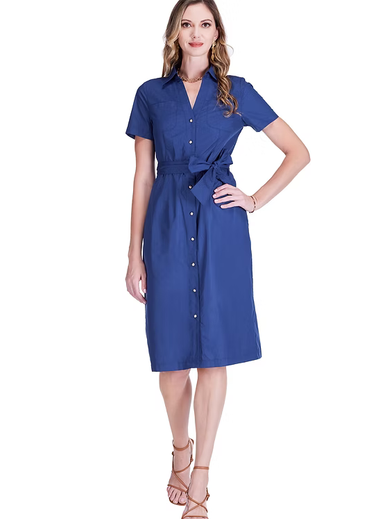 Pocket Midi Shirtdress - Navy