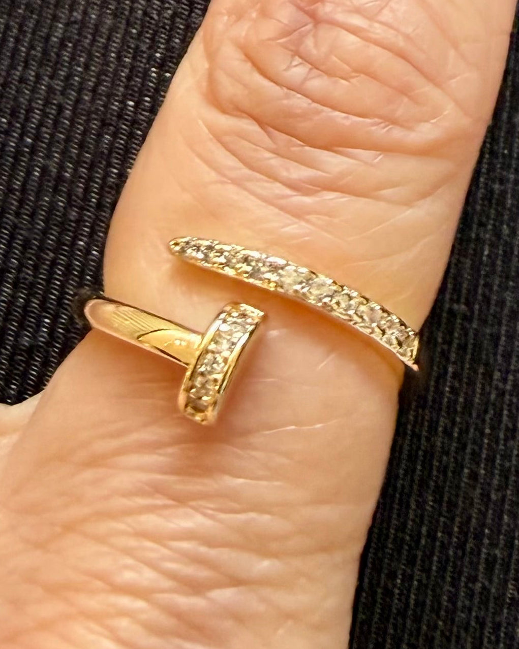 Gold CZ Nail Ring