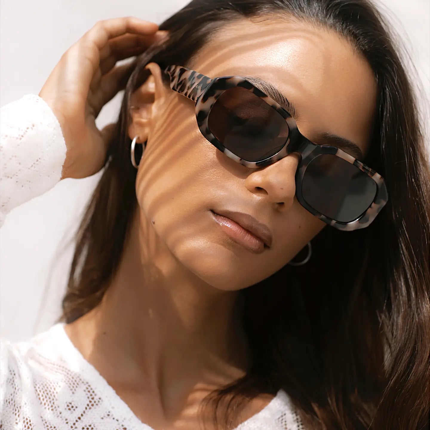 Onyx Acetate Rectangular Sunglasses - Milky Tortoise