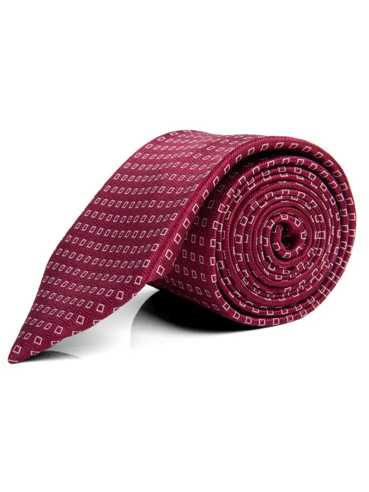 Men's Tie 5988 in burgundy with geometric pattern, SELINI NEW YORK HCO curated Fredericksburg