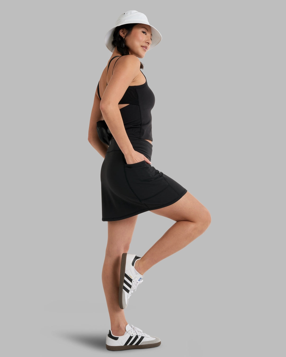 Kush Skort - Black in stretch fabric with built-in mesh shorts and thigh pockets, KUHL Women's Skirts