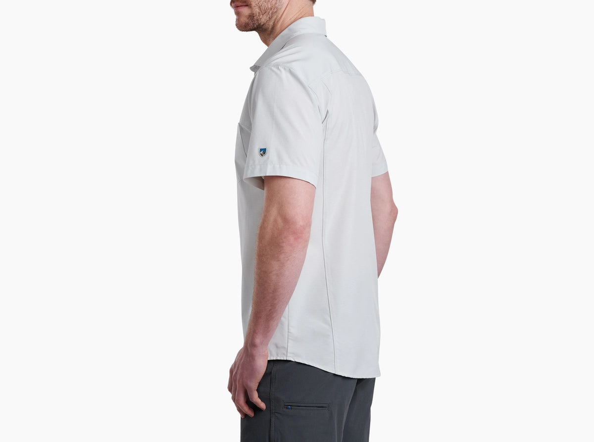 Optimizr SS - Overcast men's short sleeve shirt in light gray with stretch and UPF 40 protection