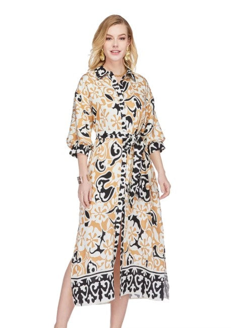 maxi ethnic dresses for women Maxi Shirt Dress in Ethnic Border S
