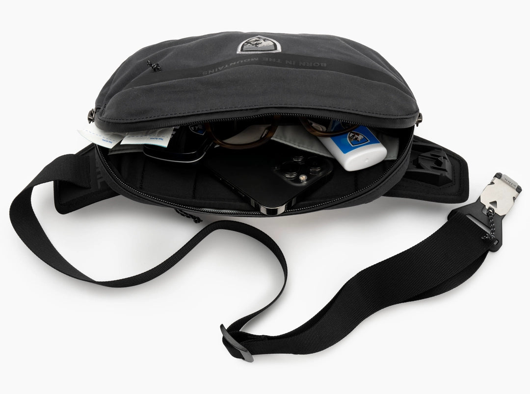 Eskape Kanvas Sling Pack - Ink Black by KUHL with durable canvas, designed for Hill Country lifestyle