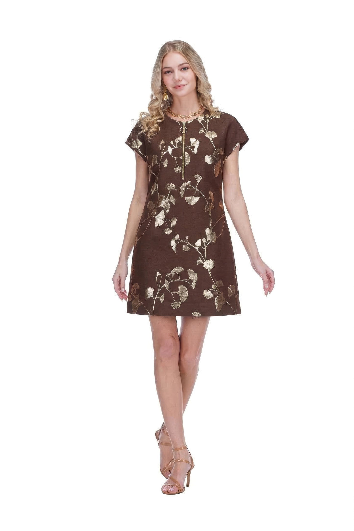 Zipper Shift Dress - Autumn Gold
