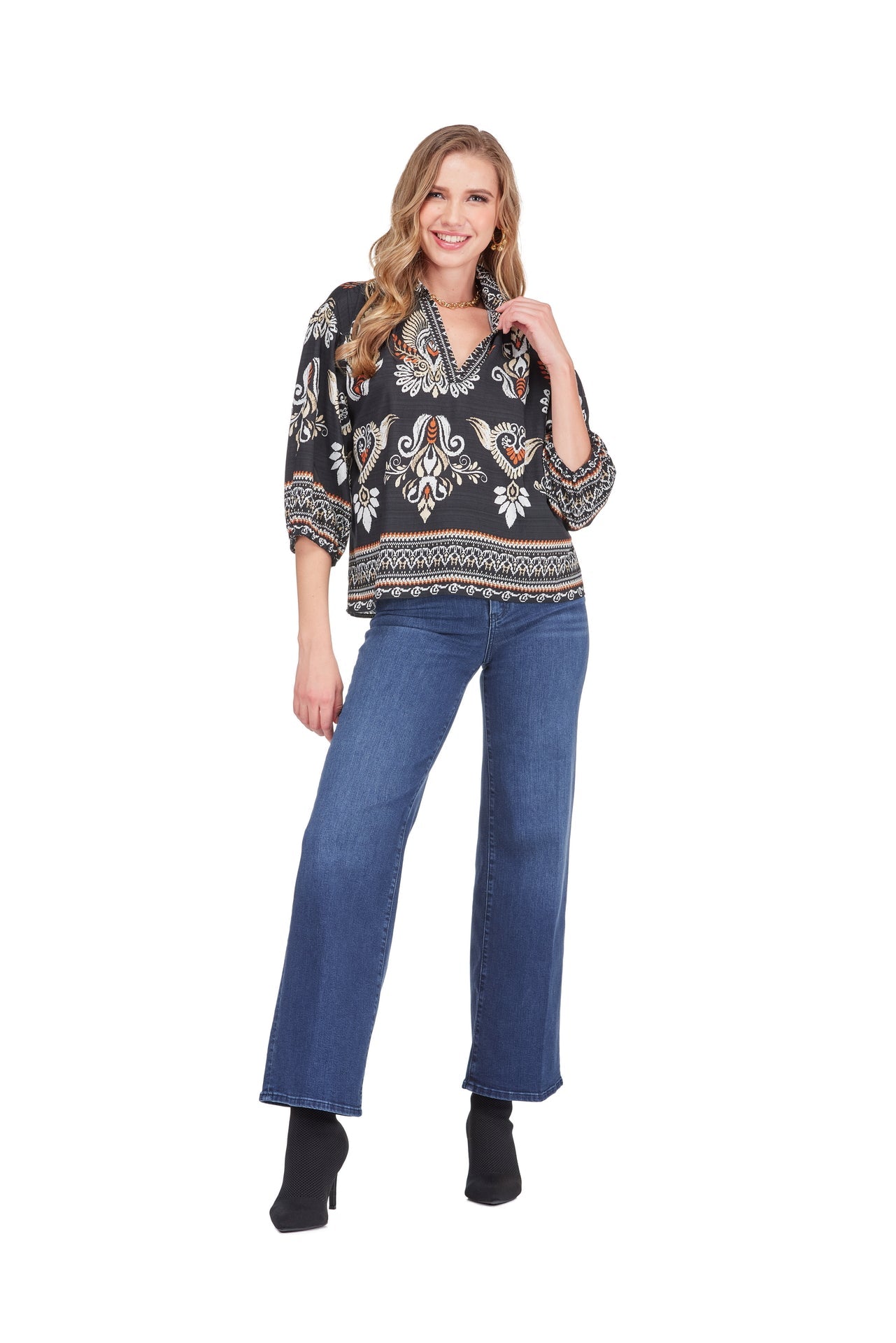 Collar Top - Ember Crest Border