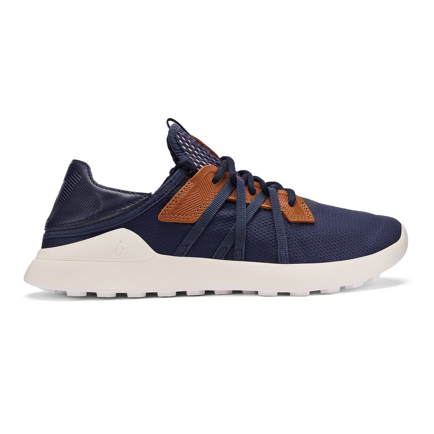 Manele - M navy sneaker with brown accents and white sole by OLUKAI at HCO Fredericksburg