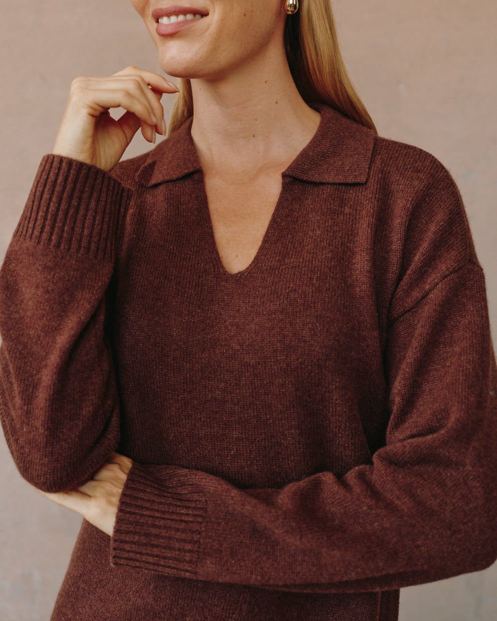 Collared Pullover Sweater Dress
