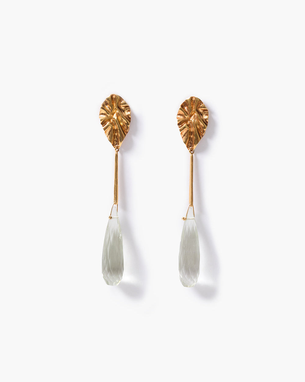 Fluted Drop Earrings - Green Amethyest