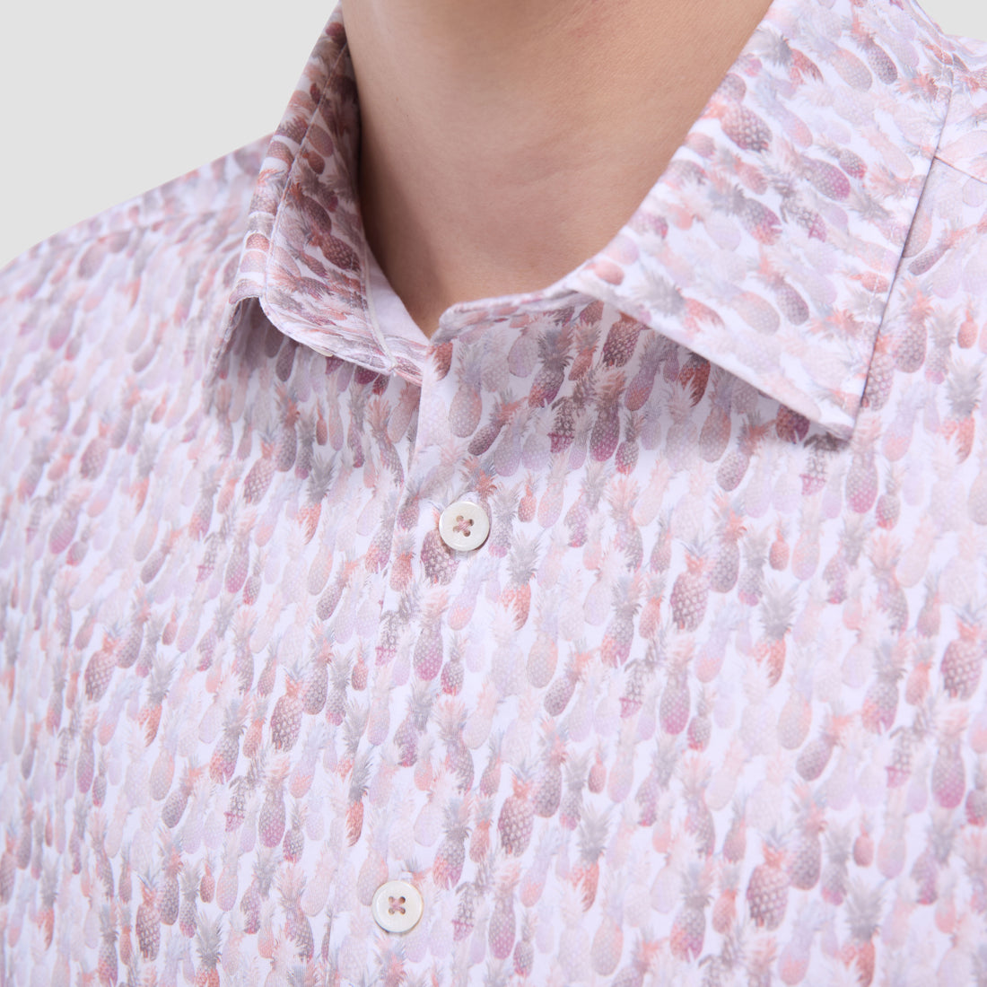 Ooohcotton Miles SS shirt, pink-and-white patterned short-sleeve button-up