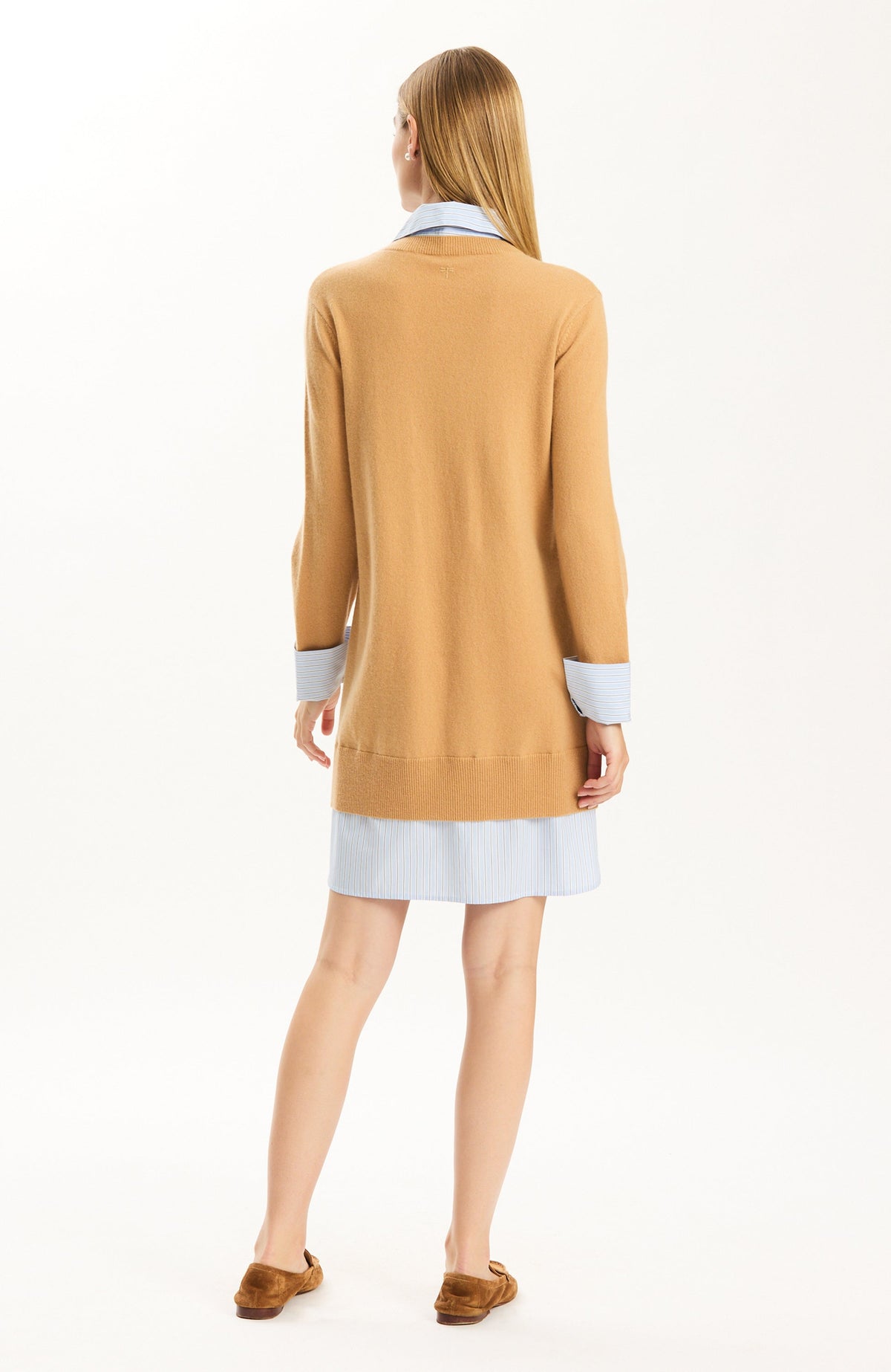 Logan Cashmere Twofer Dress - Iced Coffee