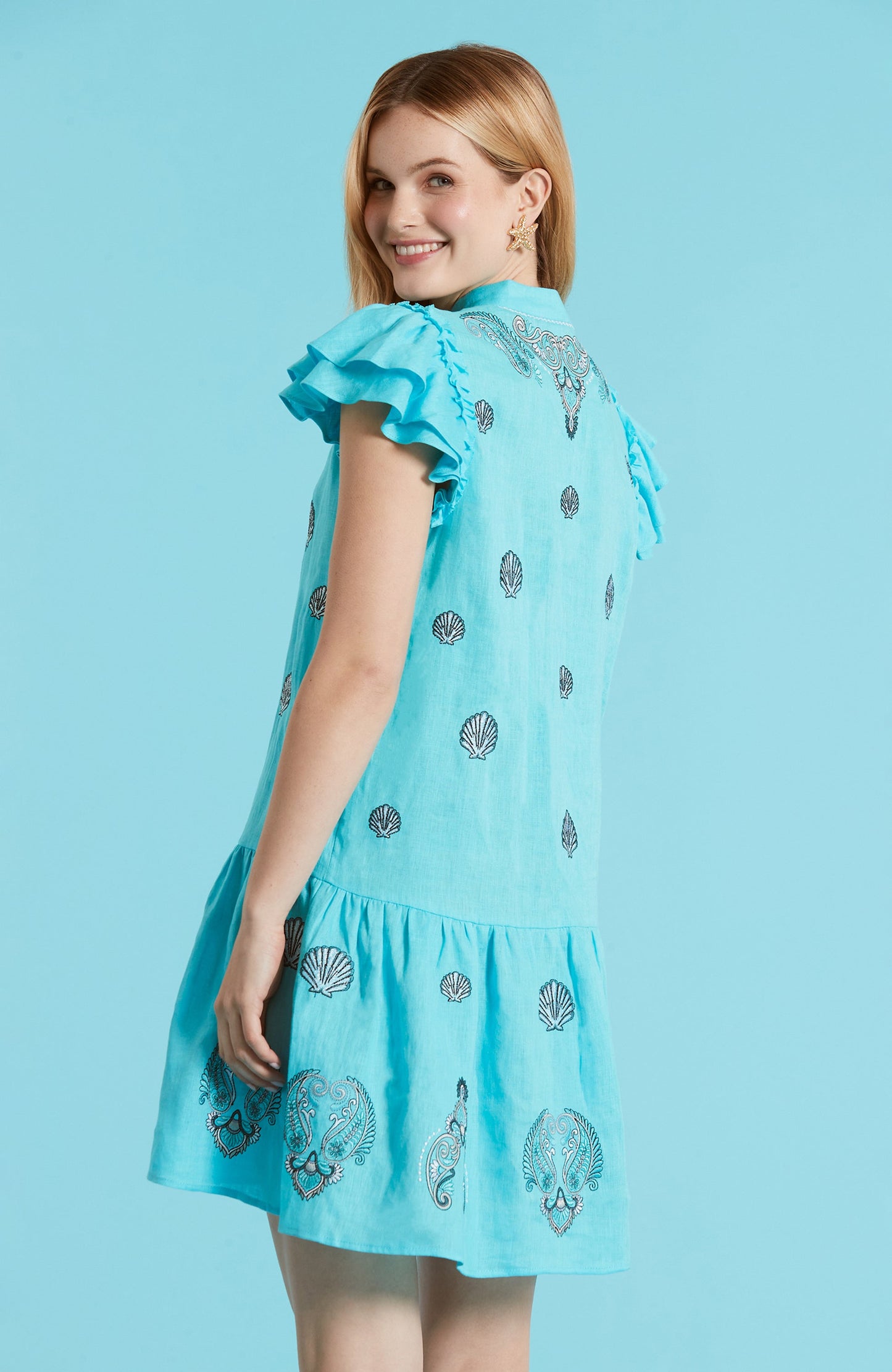 Aimee Embroidery Linen Dress
