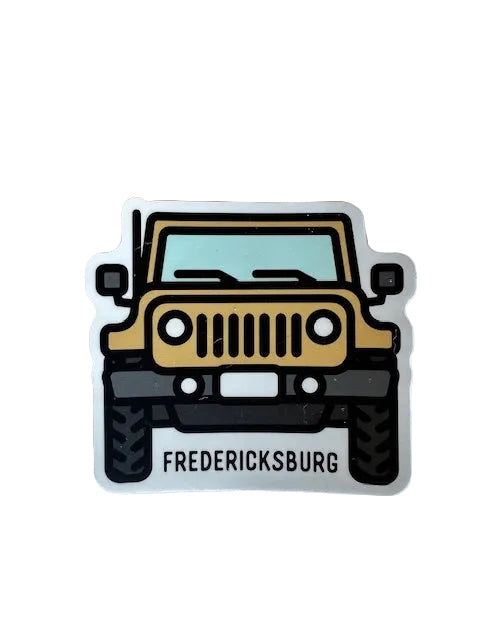 Jeep front sticker with grille and headlights, FREDERICKSBURG text