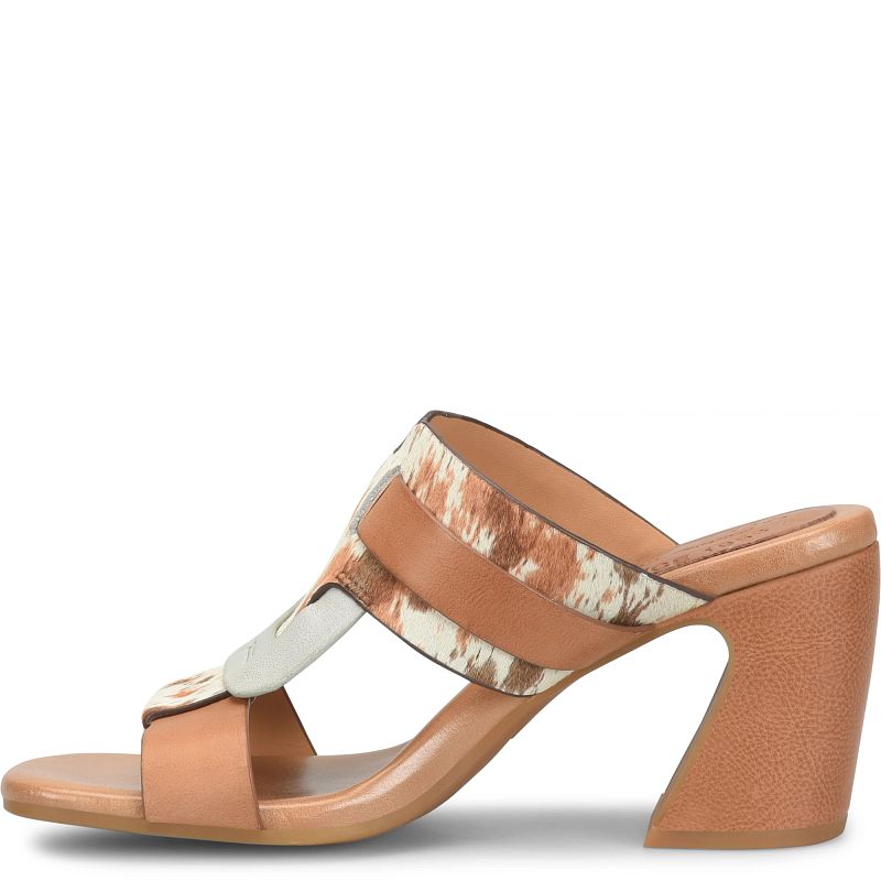 Brynn - Multi multicolor and brown leather high heel slide sandal with animal pattern by KORKEASE