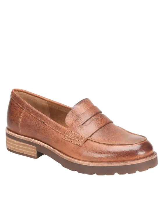 Carlisle brown leather loafer with stacked heel, KORKEASE, Women's Shoes, HCO, Fredericksburg TX