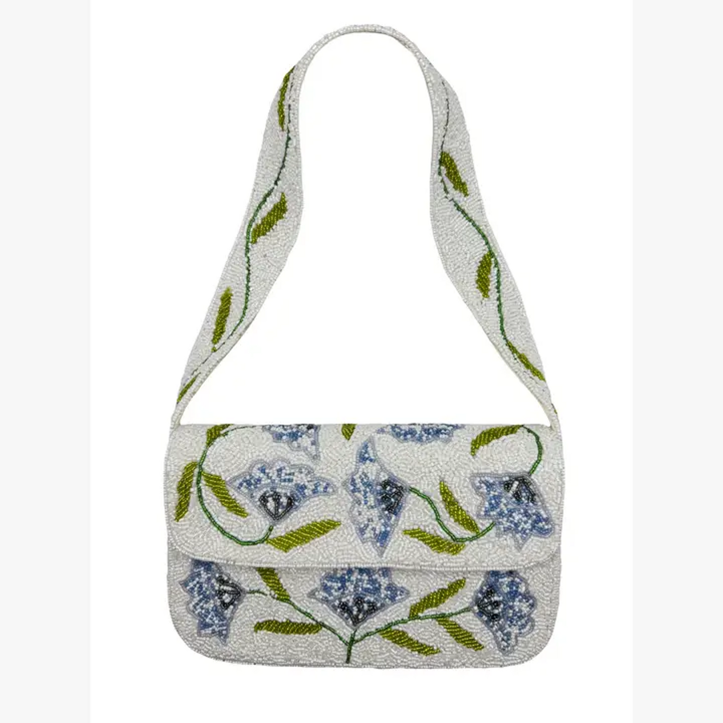 Hydrangea Single Sided Beaded Shoulder Bag with hand-stitched floral beads, LA CHIC, Women's Purses HCO
