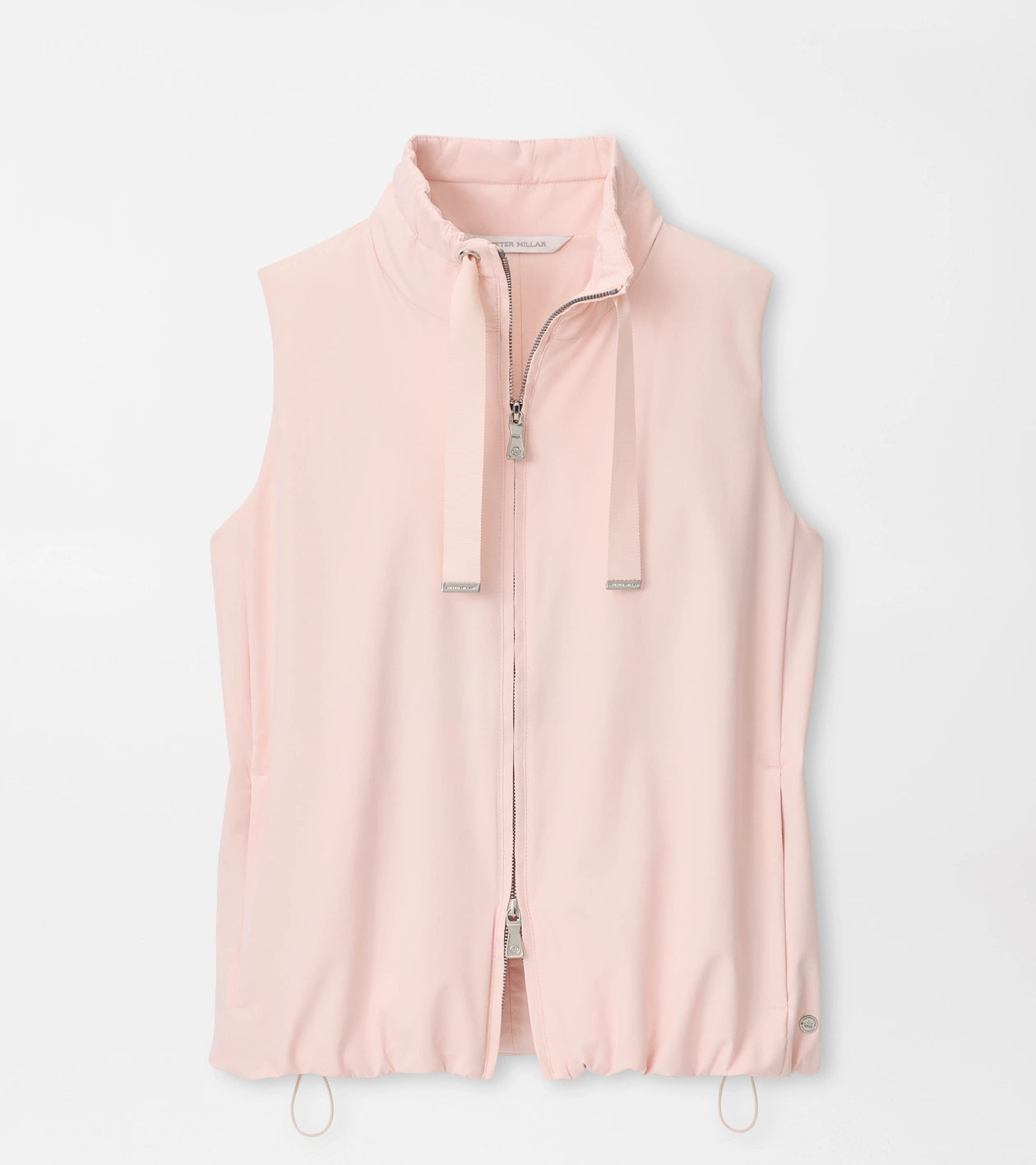 Robinson Air Vest in soft pink and beige nylon-spandex with zip and drawstring collar