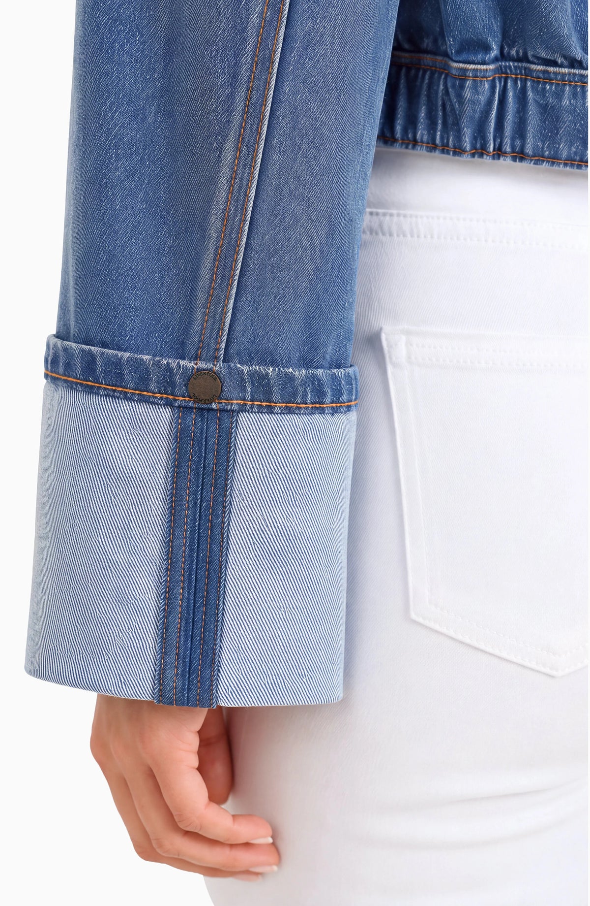 Dreamer Jacket blue chenille cropped trucker jacket by LIVERPOOL LOS ANGELES