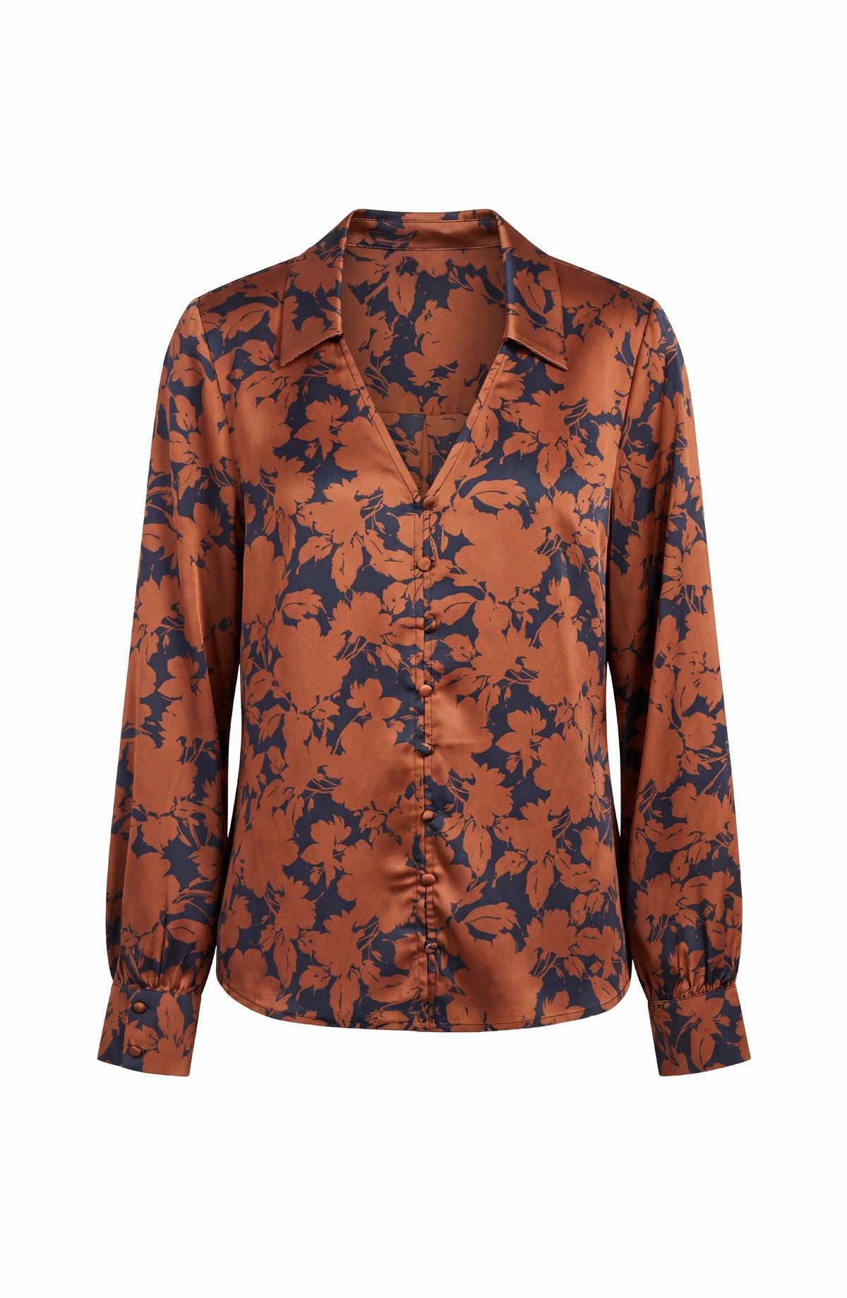 LIVERPOOL LOS ANGELES Button Front Woven Blouse in black and copper floral