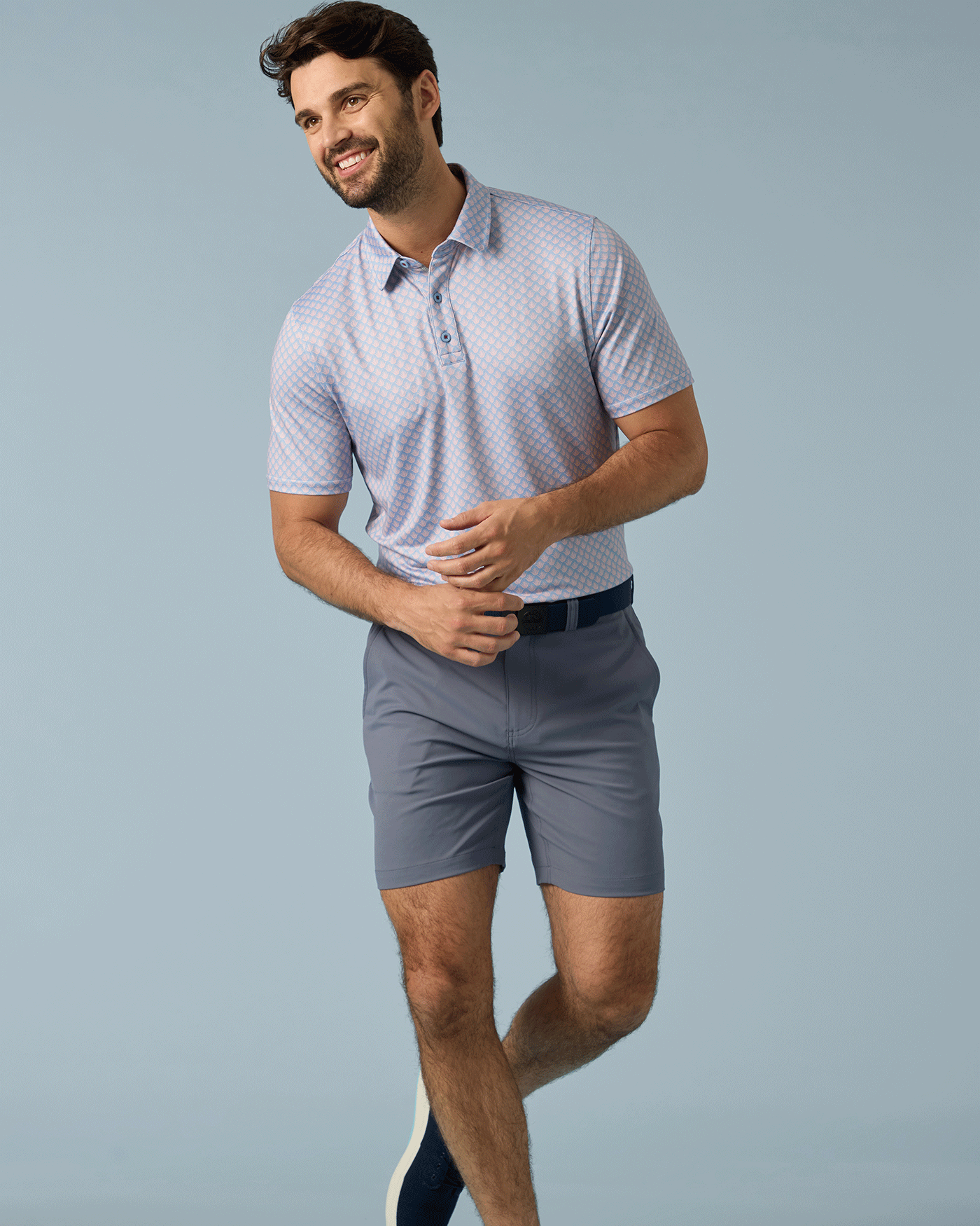 Fridley Ss Agave Print Performance Polo