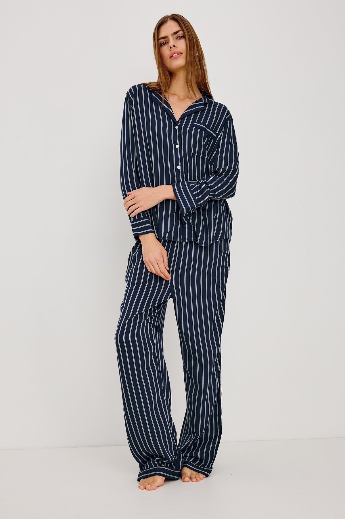 Luna Pajama Set - Navy Sky Stripe