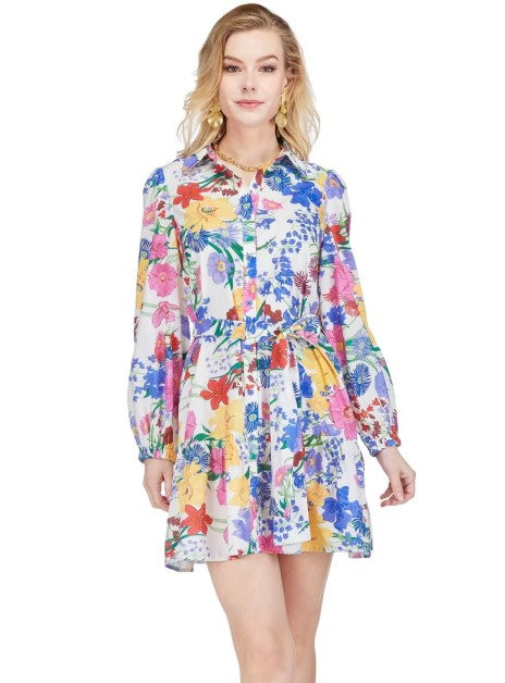 ruffle hem shirt dress Ruffle Hem Oversized Shirt Dress