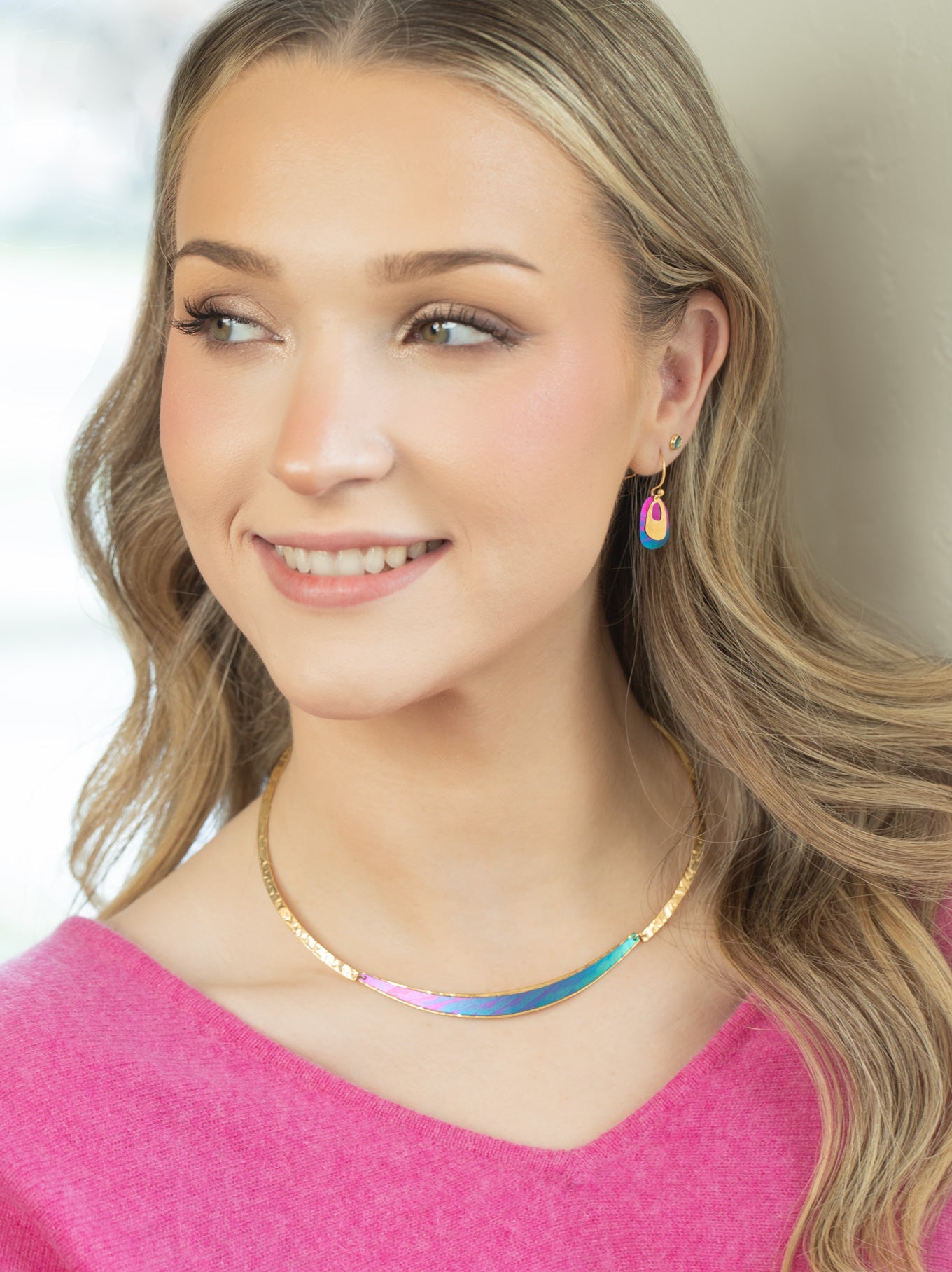Blake Earring with vibrant gold and colorful enamel accents, HOLLY YASHI Women's Jewelry HCO