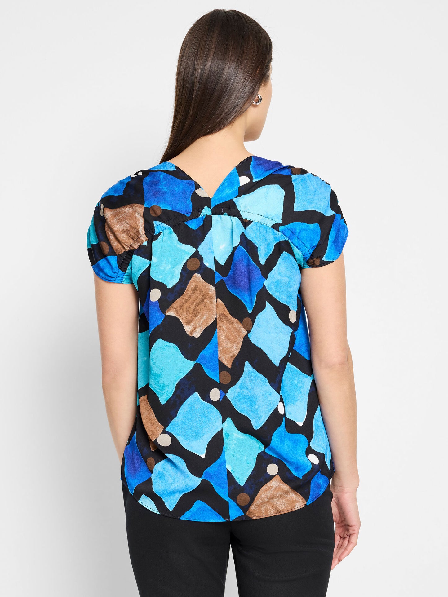 Sea Glass Ruched Woven Top