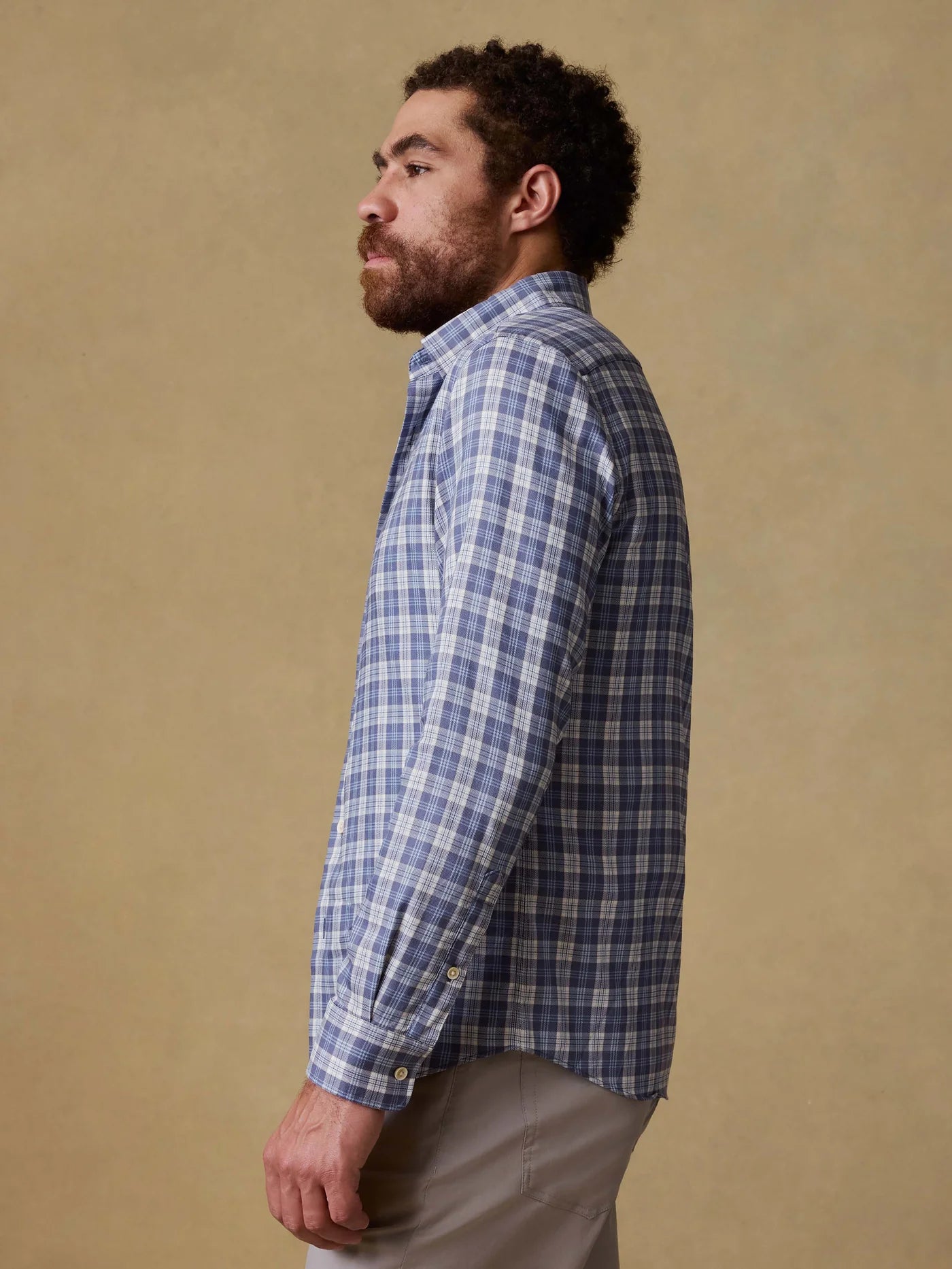 Movement Monterey Shirt - Blue Isle Plaid by FAHERTY, breathable, stretch, wrinkle-resistant men's long sleeve shirt