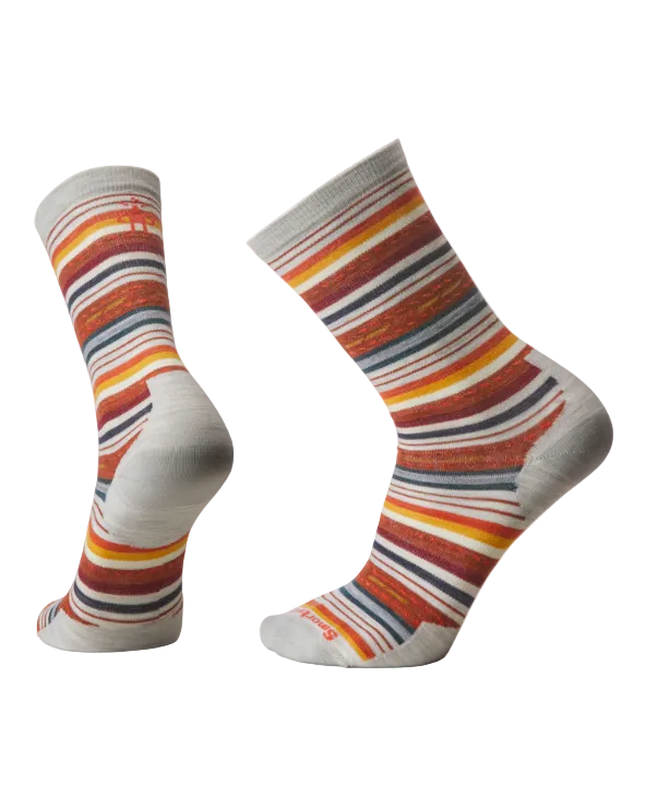 Everyday Margarita Crew Sock striped with warm tones, Merino wool, Smartwool HCO style