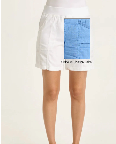 Louisa Short in white lightweight fabric with pull-on waistband and side pockets, XCVI Women's Shorts HCO