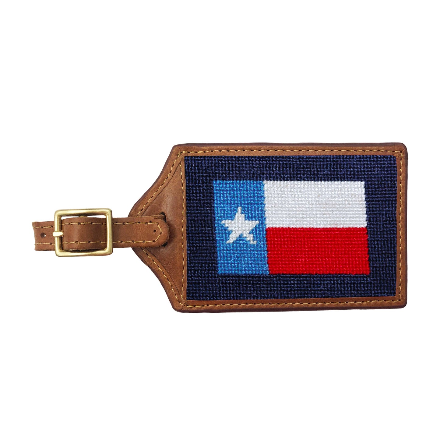 Luggage Tag with hand-stitched Texas flag design and leather trim, SMATHERS & BRANSON Gifts