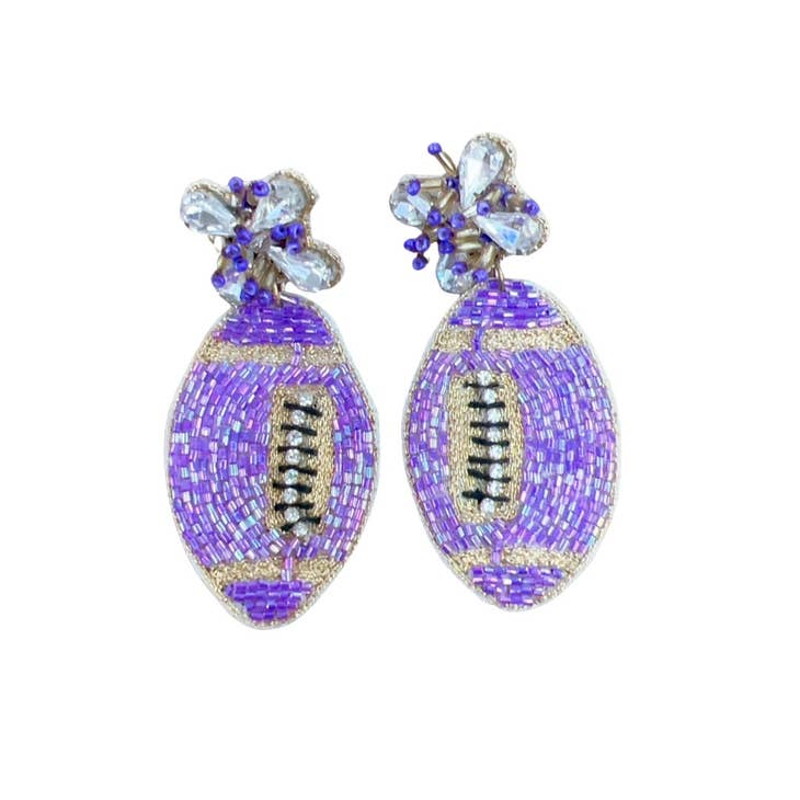 Football Beaded Earring