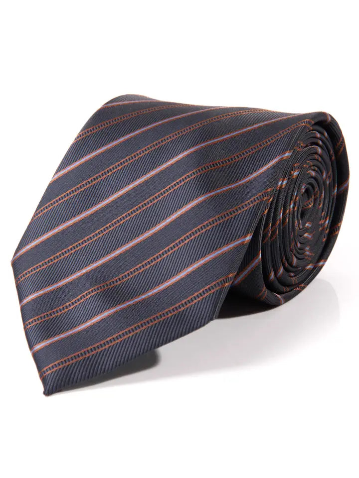 Men's Tie 5965 in navy with subtle rust stripes, SELINI NEW YORK HCO curated Hill Country style