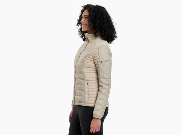 Spyfire Jacket in beige with reinforced durability and underarm ventilation by KUHL, curated Fredericksburg