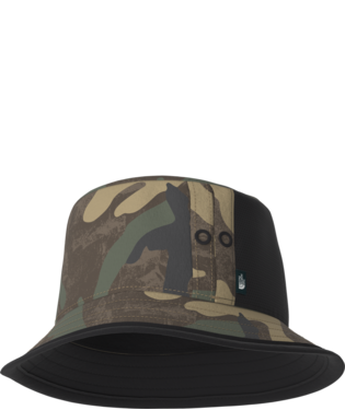 Class V Reversible Bucket Hat featuring camouflage and black panels with ventilation eyelets, offering durable, stylish outdoor wear personally curated in Fredericksburg, Texas.